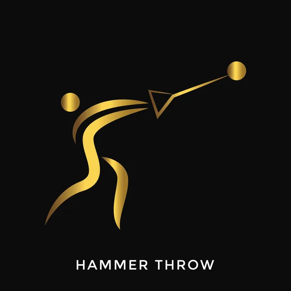 Moderní Elegantní Zlaté Letní Sportovní Logo Hod Kladivem — Stockový vektor