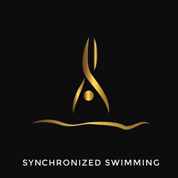 Modern Elegant Gold Summer Sports Logo Synchronized Swimming — Stock Vector