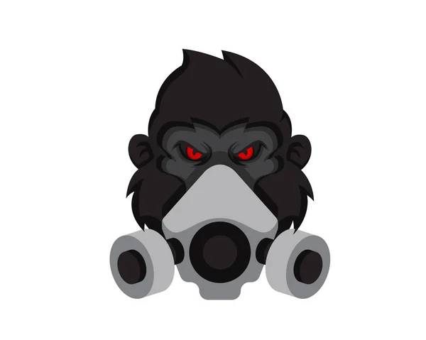 Modern Gorilla Bär Toxiska Föroreningar Mask Logotyp Illustration — Stock vektor