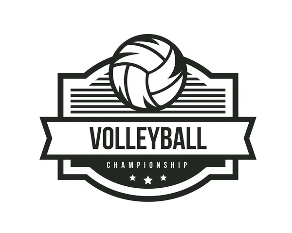 Moderní Volejbal Logo Klasické Černé Bílé Volejbal Emblém — Stockový vektor