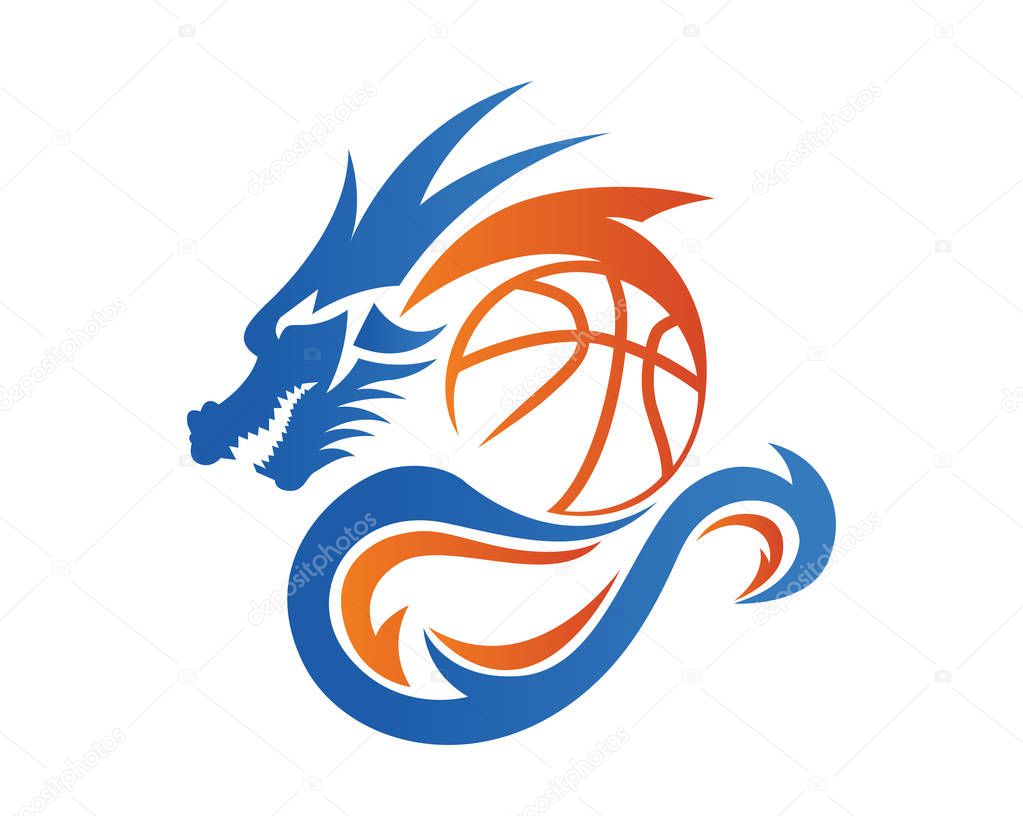 Modern Confidence Animal Sport Illustration Logo - Basketball Dragon Symbol
