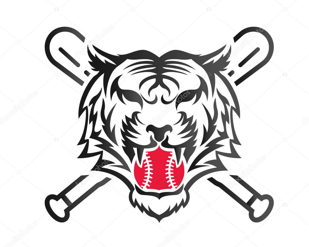 Modern Confidence Animal Sport Illustration Logo - Baseball Tiger Symbol