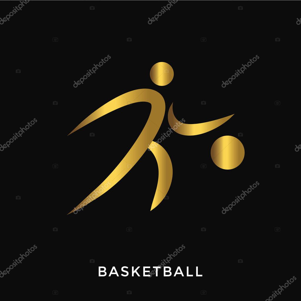Modern Elegant Gold Summer Sports Logo - Basketball