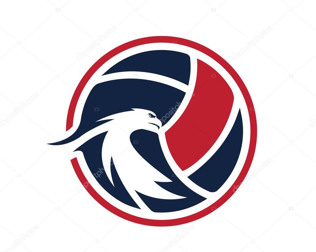 Modern Volleyball Logo - Elegant Eagle And Volleyball Ball Silhouette
