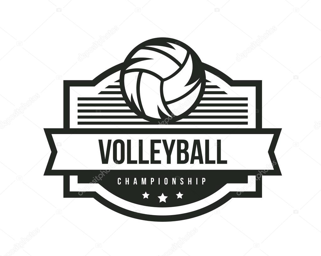Modern Volleyball Logo - Classic Black And White Volleyball Emblem