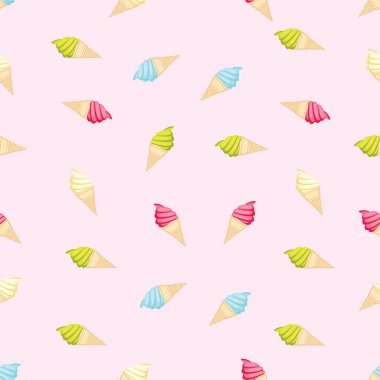 Sorunsuz yinelenebilir yiyecek ve içecekler desen - renkli dondurma