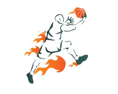 Tutkulu profesyonel basketbol sporcu içinde hareket