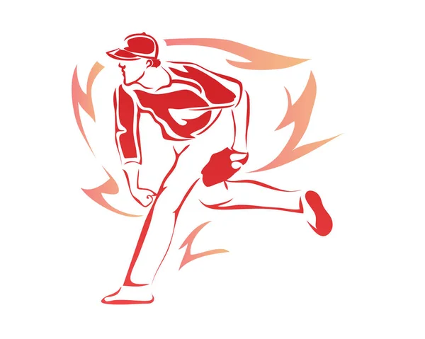 Apaixonado Profissional Beisebol Esportes Atleta Ação Logotipo — Vetor de Stock