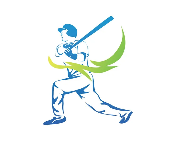 Παθιασμένος Επαγγελματικό Μπέιζμπολ Αθλητισμού Αθλητής Στο Λογότυπο Της Δράσης — Διανυσματικό Αρχείο