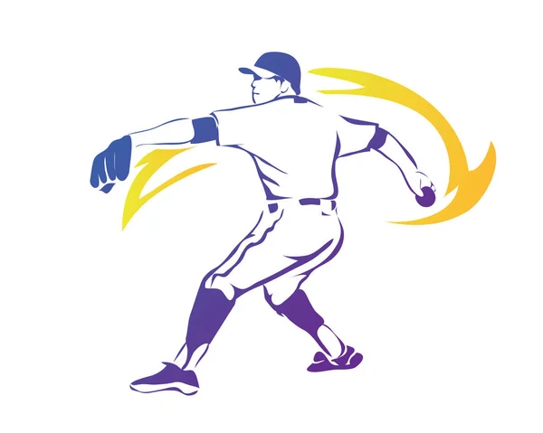 Professionele Honkbal Sport Atleet Actie Logo Super Lightning Gooien — Stockvector