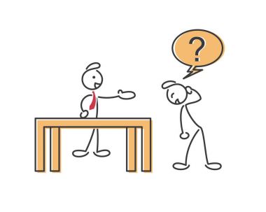 Yaratıcı iş stratejisi ipuçları çöp adam illüstrasyon kavramı - Dont varsayalım, Just Ask