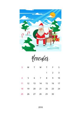 Merry Christmas kutlama 2018 Takvim şablonu - Kasım