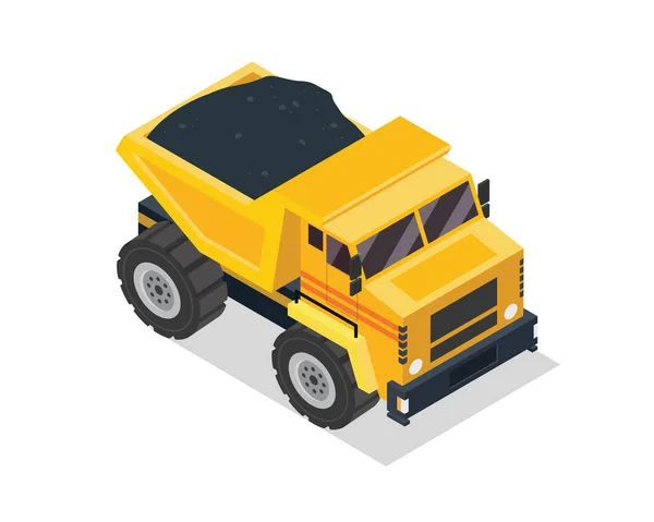 Ilustração Veículo Construção Isométrica Moderna Caminhão Basculante —  Vetores de Stock