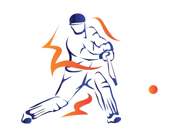 Gepassioneerd Professioneel Cricket Atleet Actie Logo — Stockvector