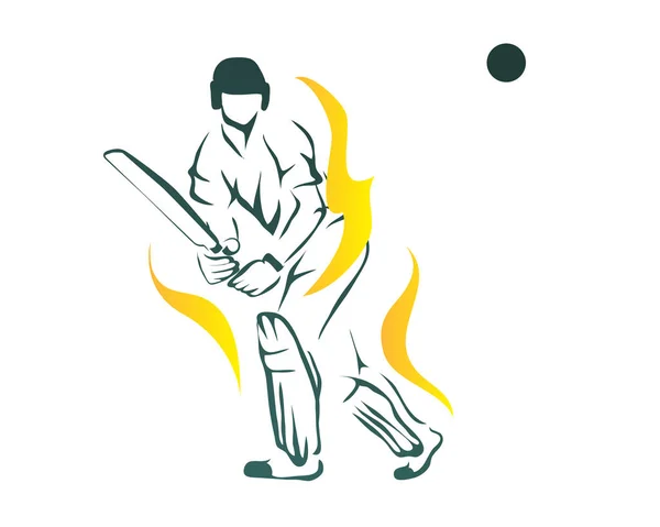 Atleta Professionista Appassionato Cricket Azione Logo — Vettoriale Stock