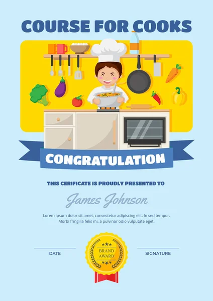 Cute Children Cooking Course Certificate of Achievement and Appreciation Template — стоковая иллюстрация Cute Children Cooking Course Certificate Achievement Appreciation Template Лицензионные Стоковые Иллюстрации