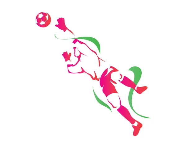 Logo Athlète Passionné Gardien Professionnel Soccer Action — Image vectorielle
