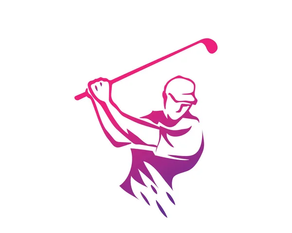 ポーズ シンボル図をスイングでモダンな情熱的なゴルフ選手 — ストックベクタ