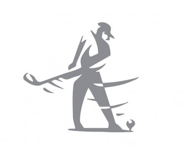 Poz sembolü illüstrasyon sallanan Modern tutkulu Golf sporcunun