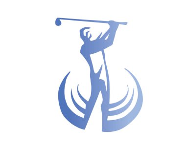 Poz sembolü illüstrasyon sallanan Modern tutkulu Golf sporcunun