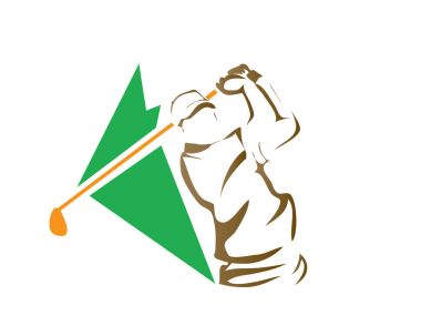 Poz sembolü illüstrasyon sallanan Modern tutkulu Golf sporcunun