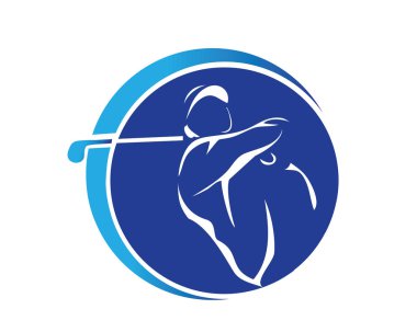 Poz sembolü illüstrasyon sallanan Modern tutkulu Golf sporcunun