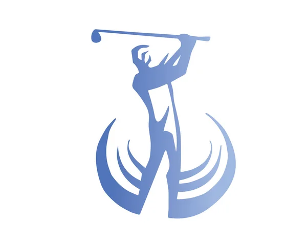 Moderne Gepassioneerd Golf Atleet Swingende Pose Symbool Illustratie — Stockvector