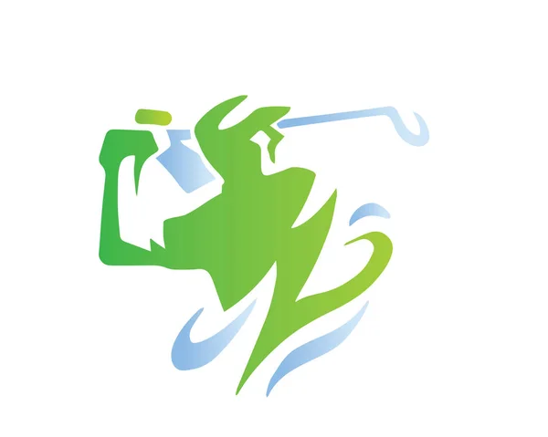 Moderne Gepassioneerd Golf Atleet Swingende Pose Symbool Illustratie — Stockvector