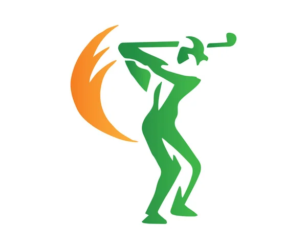 Moderno Atleta Apasionado Del Golf Balanceo Pose Symbol Ilustración — Archivo Imágenes Vectoriales