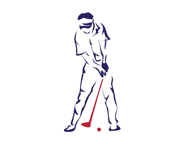 Atleta Appassionato Moderno Golf Nell Illustrazione Del Simbolo Posa Oscillante — Vettoriale Stock