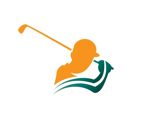 Moderne Gepassioneerd Golf Atleet Swingende Pose Symbool Illustratie — Stockvector