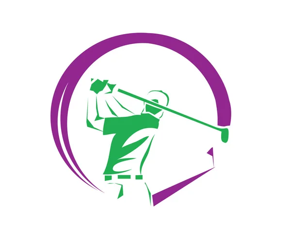 Moderne Gepassioneerd Golf Atleet Swingende Pose Symbool Illustratie — Stockvector