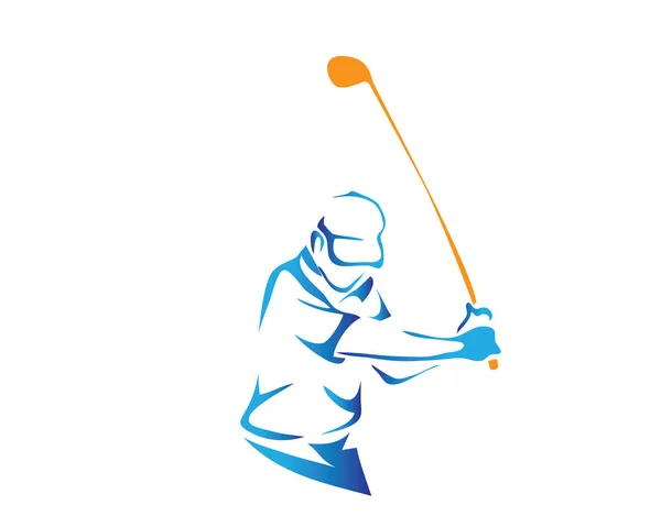 ポーズ シンボル図をスイングでモダンな情熱的なゴルフ選手 — ストックベクタ