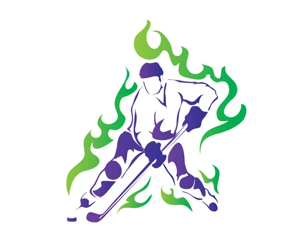 Logo Athlète Professionnel Passionné Hockey Sur Glace Action — Image vectorielle