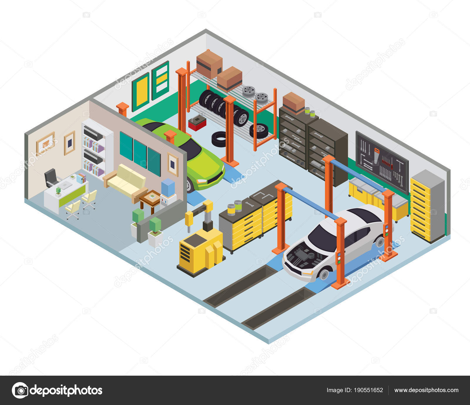 Photos Garage Interior Designs Modern Isometric Car