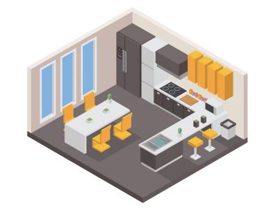 İzometrik lüks ev Mutfak Dekorasyon