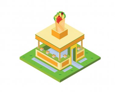 Modern izometrik ticari Restoran Binası - Taco Restoran