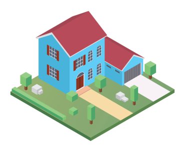 Modern izometrik ev illüstrasyon, diyagramları, Infographics, oyun, eşlemek için uygun şekilde ve diğer grafik varlıkları ile ilgili