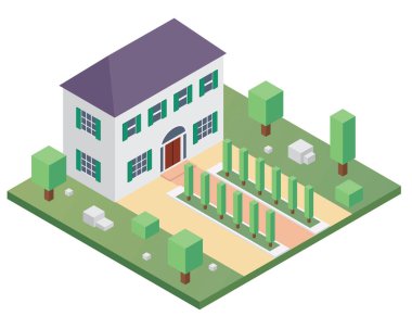 Modern izometrik ev illüstrasyon, diyagramları, Infographics, oyun, eşlemek için uygun şekilde ve diğer grafik varlıkları ile ilgili