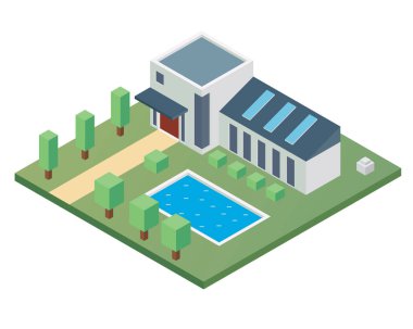 Modern izometrik ev illüstrasyon, diyagramları, Infographics, oyun, eşlemek için uygun şekilde ve diğer grafik varlıkları ile ilgili