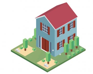 Modern izometrik ev illüstrasyon, diyagramları, Infographics, oyun, eşlemek için uygun şekilde ve diğer grafik varlıkları ile ilgili