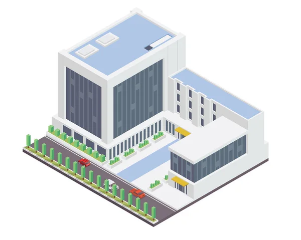 Oficina Moderna Isométrica Adecuada Para Diagramas Infografías Ilustración Otros Activos — Vector de stock