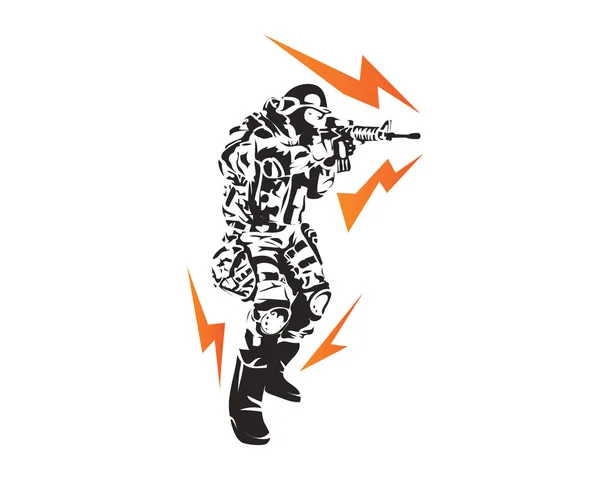 Icône Symbole Soldat Passionné Action — Image vectorielle