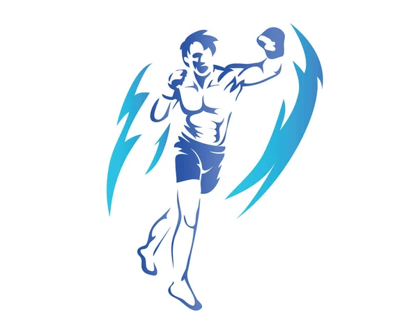 Logo Moderno Dell Atleta Sportivo Arti Marziali Miste Aggressive Azione — Vettoriale Stock