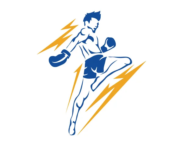 Moderna Agressiva Mista Artes Marciais Esportivas Atleta Ação Logo — Vetor de Stock