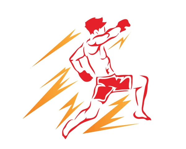 Logo Moderno Dell Atleta Sportivo Arti Marziali Miste Aggressive Azione — Vettoriale Stock