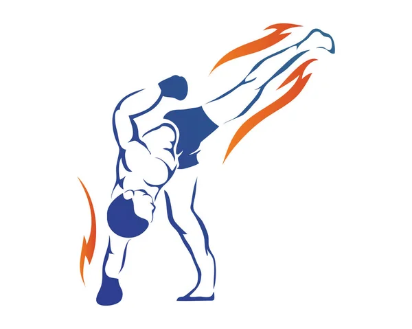 Moderna Aggressiva Mixed Martial Arts Sport Idrottare Åtgärd Logo — Stock vektor