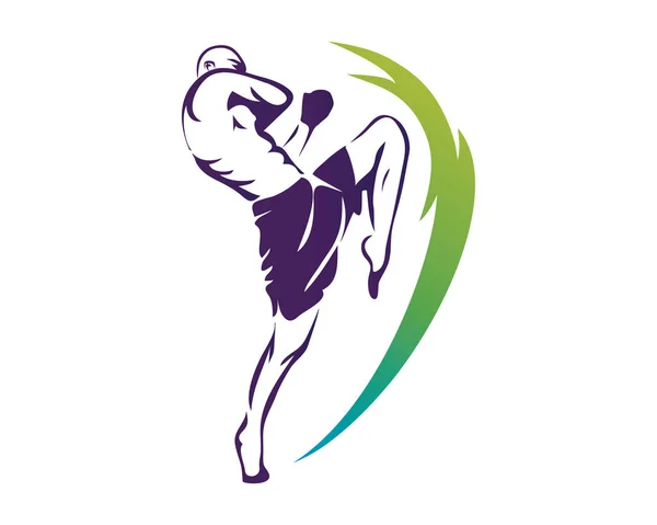 Moderno Agresivo Mixto Artes Marciales Deportes Atleta Acción Logotipo — Archivo Imágenes Vectoriales