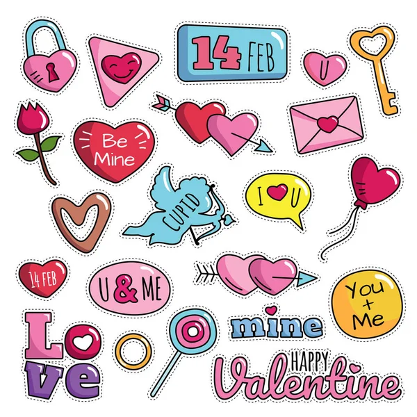 Moderne Schattig Jaren 90S Geïsoleerd Valentine Fashion Cartoon Afbeelding Geschikt — Stockvector