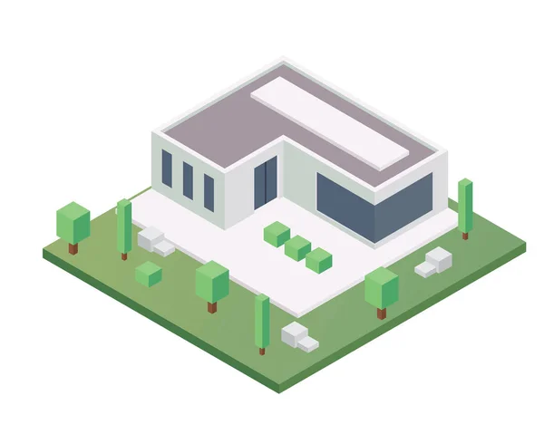 Moderna Isometrisk House Illustration Lämplig För Diagram Infographics Spel Karta — Stock vektor